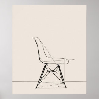 Eames Midden eeuw moderne minimalistische zwarte l Poster