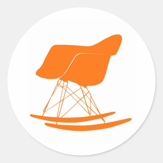 Eames rocker stoel in sinaasappel ronde sticker (Voorkant)