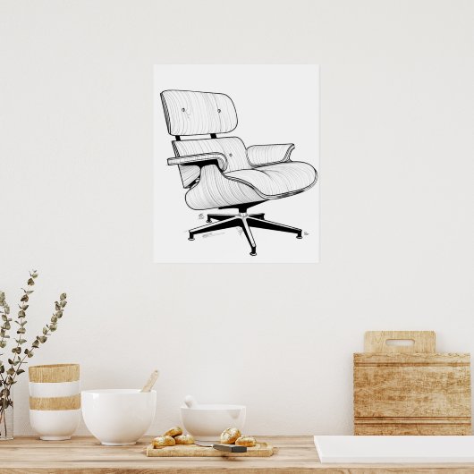 Eames Stoel midden eeuw moderne minimalistische li Poster (Keuken)
