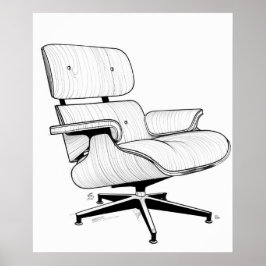 Eames Stoel midden eeuw moderne minimalistische li Poster