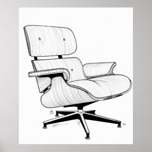 Eames Stoel midden eeuw moderne minimalistische li Poster