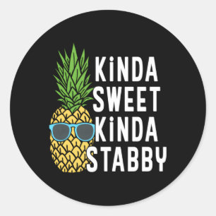 Eapple Kinda Sweet Kinda Stabby Novelty Punny Ronde Sticker