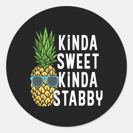 Eapple Kinda Sweet Kinda Stabby Novelty Punny Ronde Sticker (Voorkant)