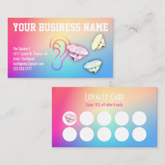 Ear curation Custom Loyalty Punch Visitekaartje (Voorkant / Achterkant)