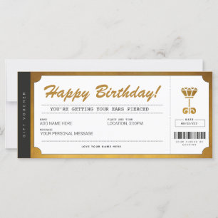 Ear Piercing Gold Gift Voucher Certificate