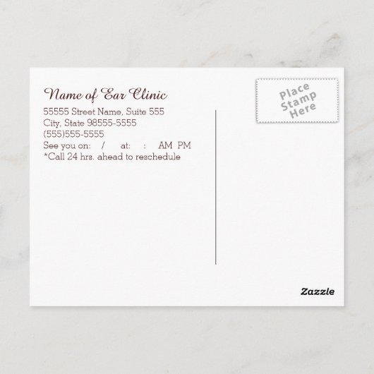 Ear Testing Otolaryngology Appointinder Briefkaart (Achterkant)