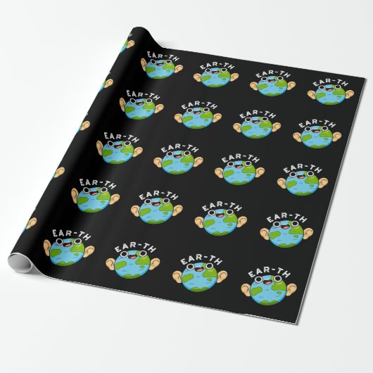Ear-th Funny Earth Pun Dark BG Cadeaupapier (Uitgerold)