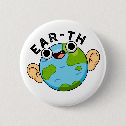 Ear-th Funny Earth Pun Ronde Button 5,7 Cm (Voorkant)