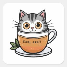 Earl Grey - Zo Schattige kat Vierkante Sticker