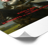 Earl Strickland te paard, in harnas, met grote keu Poster (Hoek)