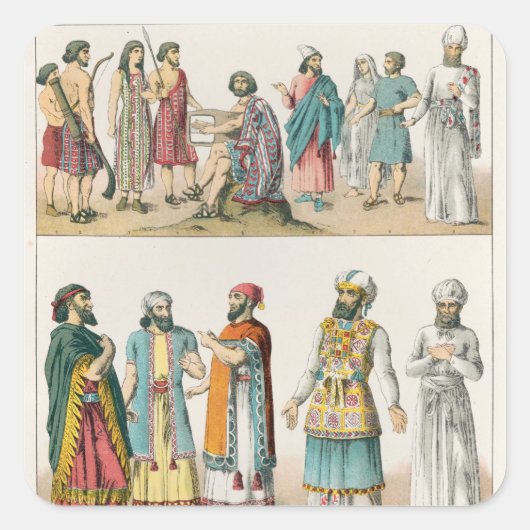 Early Asiatic Dress uit 'Trachten der' Vierkante Sticker (Voorkant)