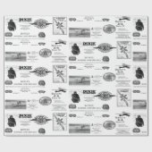 Early Aviation Airplane Biplane Wrapping Paper Cadeaupapier (Vlak)