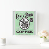  Early Bird Coffee Ad Poster Square Wall Cl Vierkante Klok (Huis)