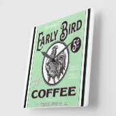  Early Bird Coffee Ad Poster Square Wall Cl Vierkante Klok (Hoek)