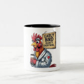 Early Bird Dad beroemd gemaakt door Funny Rooster Tweekleurige Koffiemok (Center)