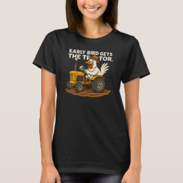 Early Bird krijgt de tractor. Chicken Boerderij Co T-shirt