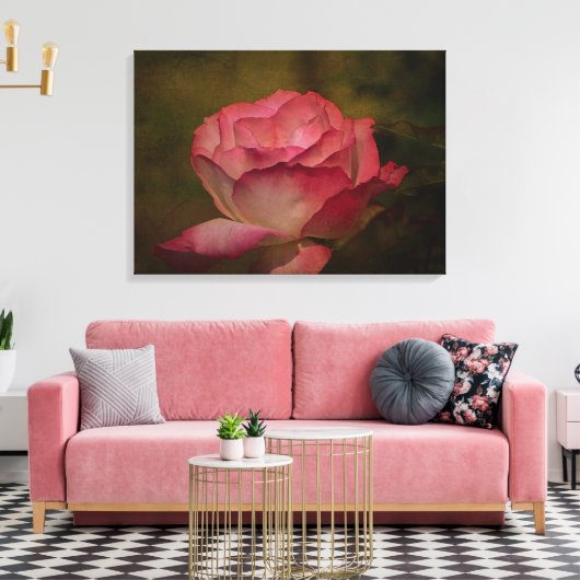 Early Evening Rose Stretch Canvas Print (Insitu (Woonkamer))