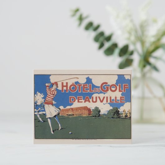 Early  French Golf Briefkaart w Vrouw Golfer (Staand voorkant)