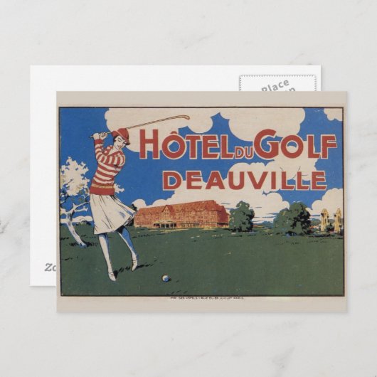 Early French Golf Briefkaart w Vrouw Golfer (Voorkant / Achterkant)