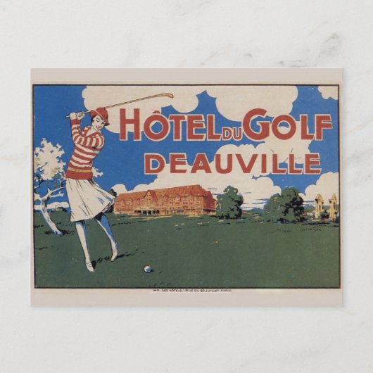 Early  French Golf Briefkaart w Vrouw Golfer (Voorkant)