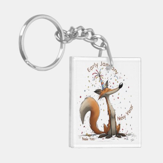 Early January Fox New Year Sleutelhanger (Voorkant Links)