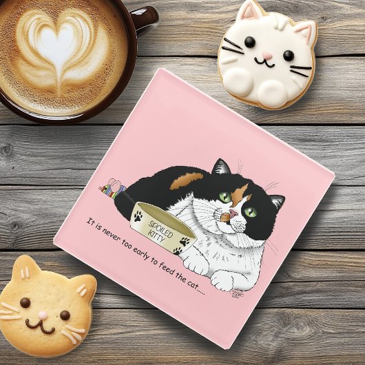 Early Morning Hungry Cat Glazen Onderzetter