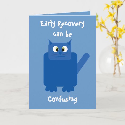 "Early Recovery can be confusing" funny cat card Kaart (Gele Bloem)