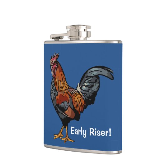 Early Riser Blue Rooster Flask Heupfles (Links)