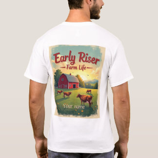 Early Riser Retro Boerderij Barn Scene T-shirt