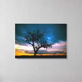 Early Spring Sunset Blue Sky waterkleur Schilderen Canvas Afdruk (Voorkant)