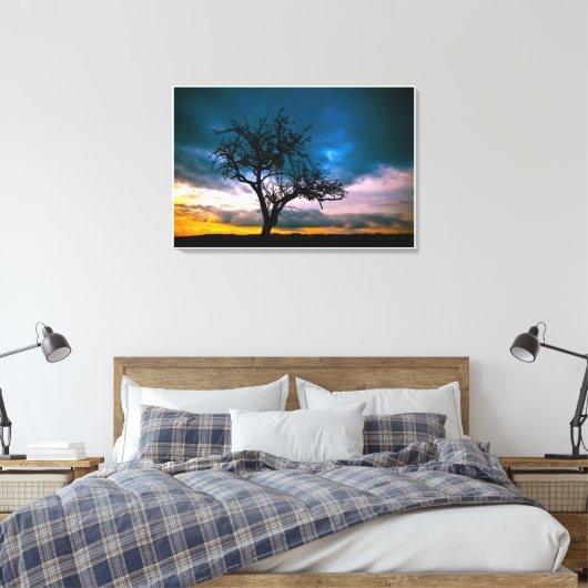 Early Spring Sunset Blue Sky waterkleur Schilderen Canvas Afdruk (Insitu (Slaapkamer))