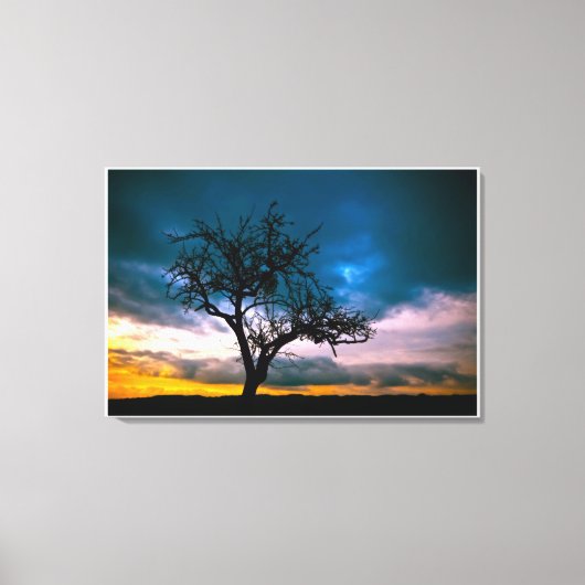 Early Spring Sunset Blue Sky waterkleur Schilderen Canvas Afdruk (Voorkant)