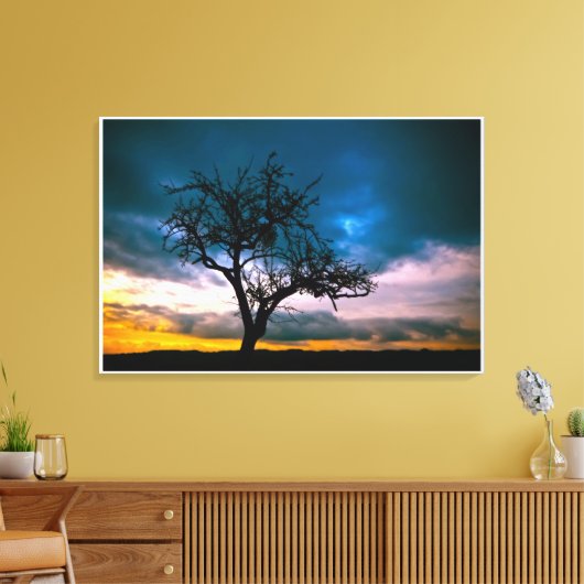 Early Spring Sunset Blue Sky waterkleur Schilderen Canvas Afdruk (Insitu (Woonkamer))