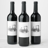 Early Steam Train-locomotief Wijn Etiket (Flessen)