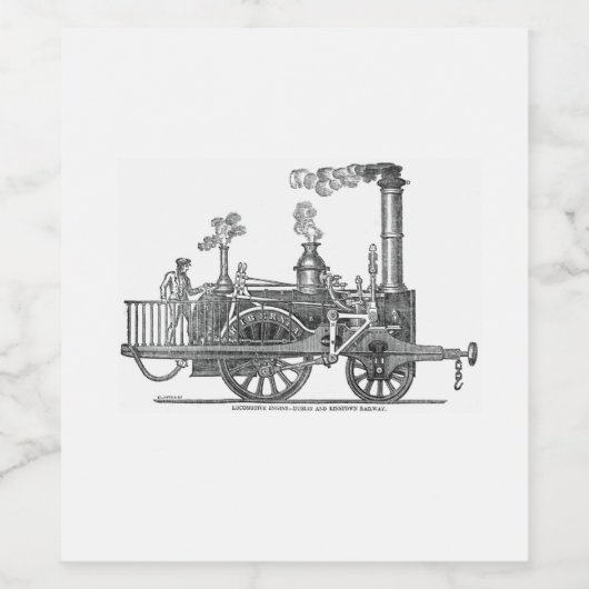 Early Steam Train-locomotief Wijn Etiket (Enkel label)