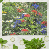 Early Summer Garden Blue Delphinium keukenhanddoek (Gevouwen)