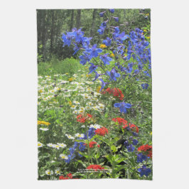 Early Summer Garden Blue Delphinium keukenhanddoek