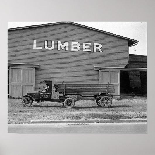 Early Tractor Trailer, 1925.  foto Poster (Voorkant)