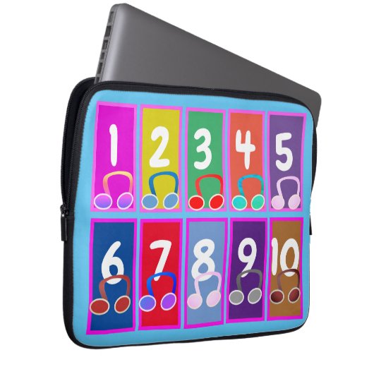 Early Wiskunde Numbers 1 t/m 10 Electronics Bag Laptop Sleeve (Voorkant Rechts)