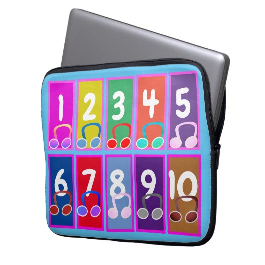 Early Wiskunde Numbers 1 t/m 10 Electronics Bag Laptop Sleeve (Voorkant Links)