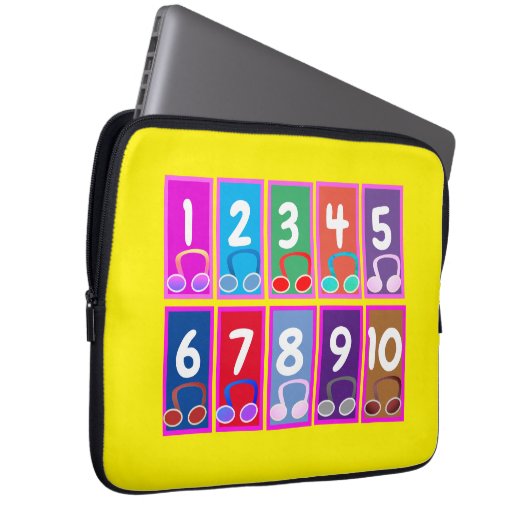 Early Wiskunde Numbers 1 t/m 10 Electronics Bag Laptop Sleeve (Voorkant Rechts)