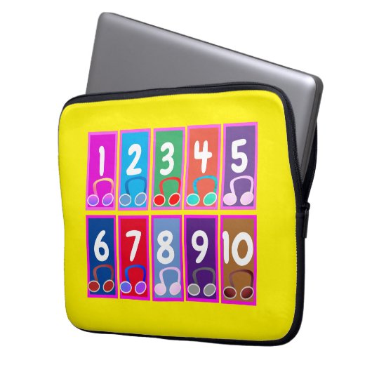 Early Wiskunde Numbers 1 t/m 10 Electronics Bag Laptop Sleeve (Voorkant Links)