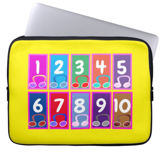 Early Wiskunde Numbers 1 t/m 10 Electronics Bag Laptop Sleeve (Voorkant)