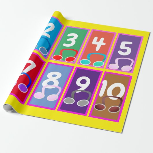 Early Wiskunde Numbers 1 tot 10 Wrapping Paper Cadeaupapier (Uitgerold)