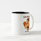 Earn The Win Boxing Girl Personalized Name  Tweekleurige Koffiemok (Voorkant rechts)