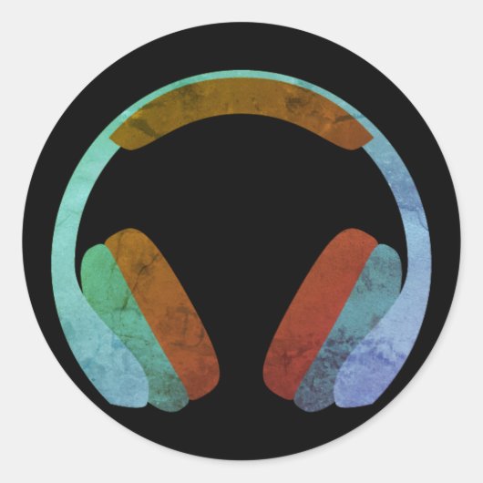 Earphones Emoji Ronde Sticker (Voorkant)