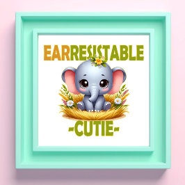 Earresistible Cutie leuke woordspeling. Baby Eleph Foto Afdruk