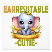 Earresistible Cutie leuke woordspeling. Baby Eleph Foto Afdruk (Voorkant)