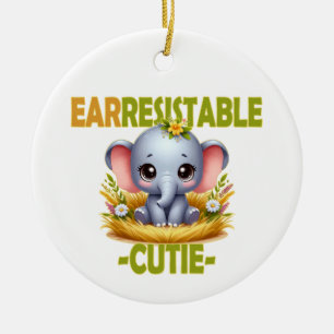 Earresistible Cutie leuke woordspeling. Baby Eleph Keramisch Ornament
