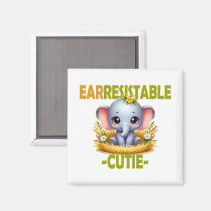 Earresistible Cutie leuke woordspeling. Baby Eleph Magneet